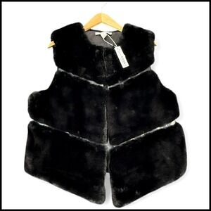 Gemma Layne Black Faux Fur Vest‎ S/M Winter Mobwife Baddie NEW Gift Quiet Luxury